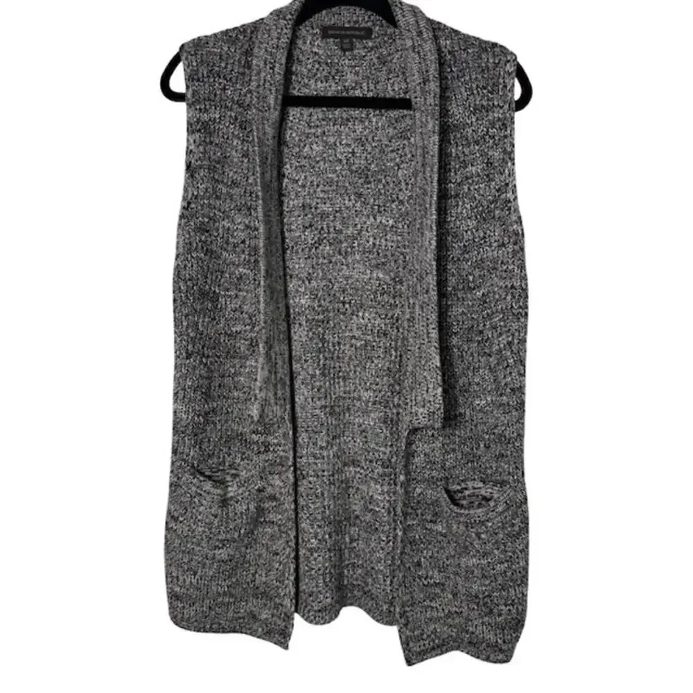 Banana Republic Womens Sleeveless Cardigan Sweater Open Front Knit Black Size XS